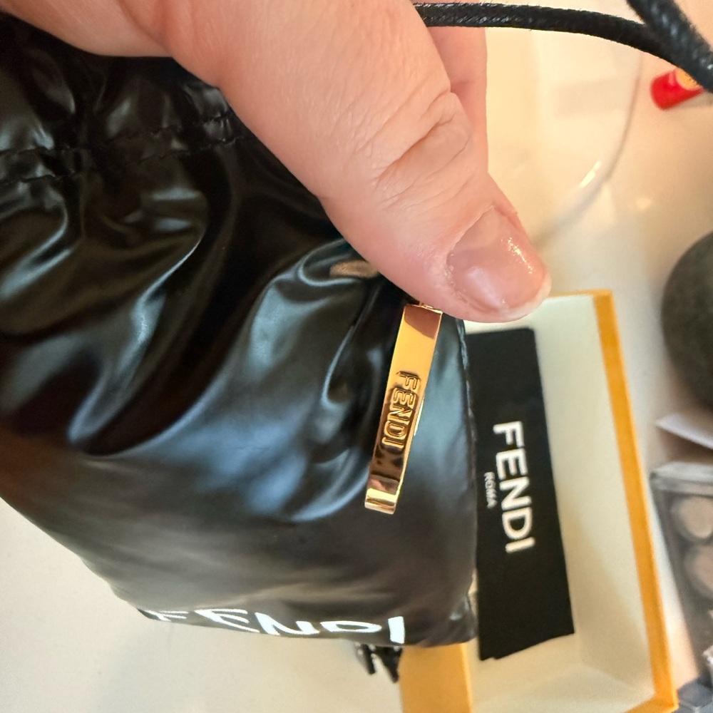 Fendi Black Rectangular Sunglasses with Gold FF D… - image 8